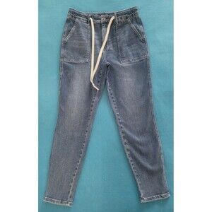 Judy Blue Jogger Jeans 11/30 High Waist Pull On Drawstring Patch Pockets